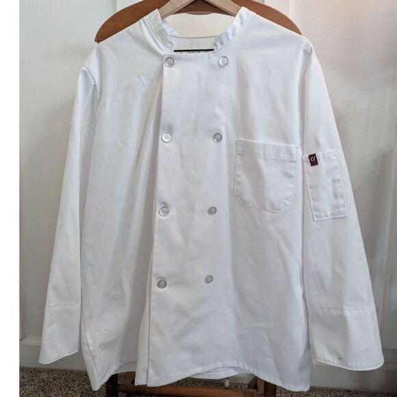 👨‍🍳 Red Kap White Chef Coat – Pearl Buttons & Thermometer Pocket – Size L - Picture 1 of 7